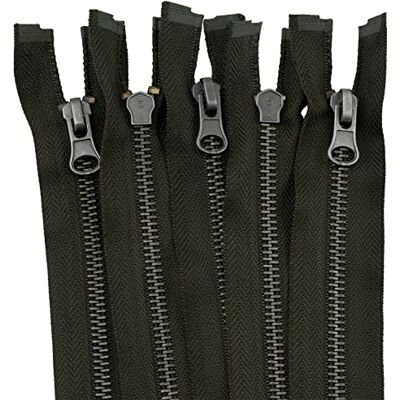AERZETIX C61545 Lot de 5 fermetures éclair N°5 séparables 55 cm en métal vintage Poignée décorative Couleur kaki Curseur maroquinerie couture jupe jeans mercerie AERZETIX C61545 Lot de 5 fermetures éclair N°5 séparables 55 cm en métal vintage Poignée décorative Couleur kaki Curseur maroquinerie couture jupe jeans mercerie