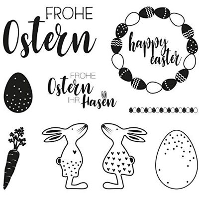 Rayher Clear Stamps 50245000 Tampon en silicone pour Pâques 102,5 x 97 mm 9 motifs Transparent Rayher Clear Stamps 50245000 Tampon en silicone pour Pâques 102,5 x 97 mm 9 motifs Transparent