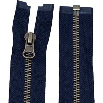 AERZETIX C61546 Fermeture éclair N°5 séparable 55 cm en métal vintage tirette décorative couleur bleu foncé curseur maroquinerie couture jupe jeans merceria AERZETIX C61546 Fermeture éclair N°5 séparable 55 cm en métal vintage tirette décorative couleur bleu foncé curseur maroquinerie couture jupe jeans merceria