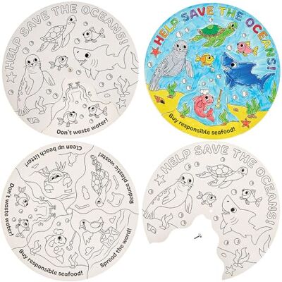 Baker Ross FN393 Kit de roues à colorier Sauvez les océans Pack of 5, Earth Day Learning Resources for Schools, Arts and Crafts for Kids Baker Ross FN393 Kit de roues à colorier Sauvez les océans Pack of 5, Earth Day Learning Resources for Schools, Arts and Crafts for Kids