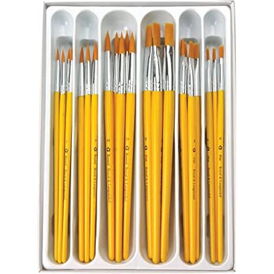 Pracht Creatives Hobby Royal & Langnickel Lot de 30 pinceaux à poils ronds et plats en polyester doré en 6 tailles avec boîte en plastique pour différentes techniques de dessin et de peinture Pracht Creatives Hobby Royal & Langnickel Lot de 30 pinceaux à poils ronds et plats en polyester doré en 6 tailles avec boîte en plastique pour différentes techniques de dessin et de peinture