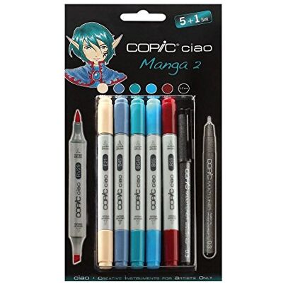 Copic Ciao Ensemble comprenant Manga 2 Marqueur (Lot de 5)/ Stylo multiliner Copic Ciao Ensemble comprenant Manga 2 Marqueur (Lot de 5)/ Stylo multiliner