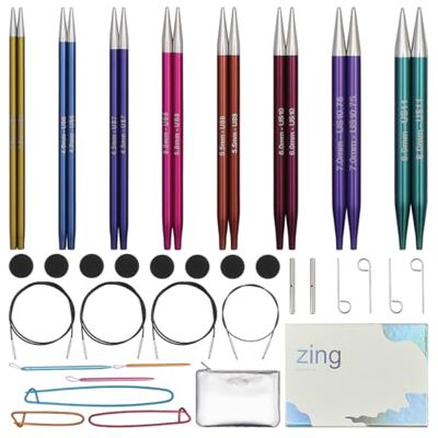 KnitPro Coffret cadeau Deluxe, aiguilles circulaires interchangeables Zing, 3,50-8,00 mm plus accessoires KnitPro Coffret cadeau Deluxe, aiguilles circulaires interchangeables Zing, 3,50-8,00 mm plus accessoires