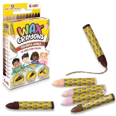 CRAZE Wax Crayons Lot de 12 crayons de cire pour enfants en 8 couleurs de peau Crayons de couleur pour enfants à partir de 3 ans Imperméables Couleur chair CRAZE Wax Crayons Lot de 12 crayons de cire pour enfants en 8 couleurs de peau Crayons de couleur pour enfants à partir de 3 ans Imperméables Couleur chair