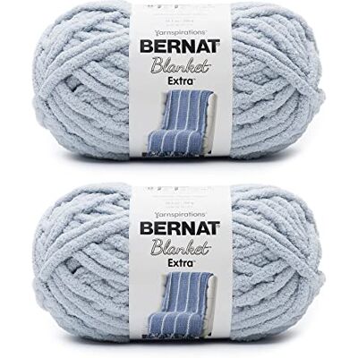 Bernat Blanket Extra Lot de 2 pelotes de fil bleu doux de 300 g, polyester, 7 Jumbo, 87 m, tricot/crochet Bernat Blanket Extra Lot de 2 pelotes de fil bleu doux de 300 g, polyester, 7 Jumbo, 87 m, tricot/crochet