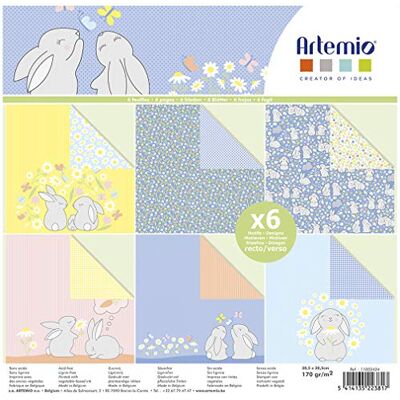 Artemio Papier scrapbooking Lapins de pâques et paquerettes 30,5 x 30,5 cm 6 feuilles Artemio Papier scrapbooking Lapins de pâques et paquerettes 30,5 x 30,5 cm 6 feuilles