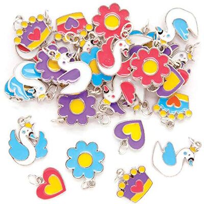 Baker Ross AX874 Lot de 30 pendentifs en forme de princesse des cygnes pour la fabrication de bijoux et de broches Baker Ross AX874 Lot de 30 pendentifs en forme de princesse des cygnes pour la fabrication de bijoux et de broches