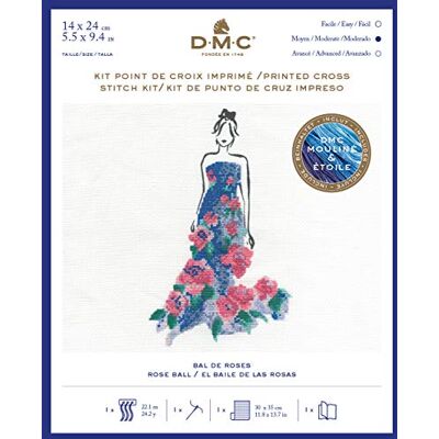 DMC Kit de broderie en forme de rose avec fil à broder, aiguille, toile Aida et instructions (français non garanti) DMC Kit de broderie en forme de rose avec fil à broder, aiguille, toile Aida et instructions (français non garanti)