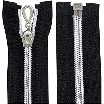 AERZETIX C64068 Lot de 2 fermetures éclair en spirale N°5 40 cm séparable autobloquant Filet en nylon argenté tirette curseur en métal Couleur noire mercerie AERZETIX C64068 Lot de 2 fermetures éclair en spirale N°5 40 cm séparable autobloquant Filet en nylon argenté tirette curseur en métal Couleur noire mercerie