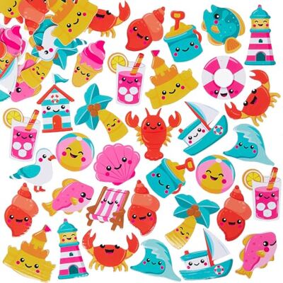 Baker Ross VC102 Autocollants en mousse Beach Buddies Lot de 120, assortiment d'autocollants pour bricolages estivaux Baker Ross VC102 Autocollants en mousse Beach Buddies Lot de 120, assortiment d'autocollants pour bricolages estivaux