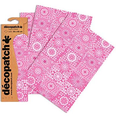 décopatch Ref C631O Lot de 3 feuilles de papier motif mosaïque vintage rose 30 x 40 cm A utiliser avec colle et vernis Décopach Rose décopatch Ref C631O Lot de 3 feuilles de papier motif mosaïque vintage rose 30 x 40 cm A utiliser avec colle et vernis Décopach Rose