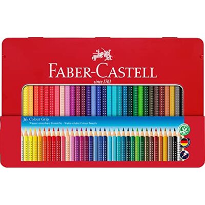 Faber-Castell Boîte métallique Grip lot de 36 - Fournitures d'art Faber-Castell Boîte métallique Grip lot de 36 - Fournitures d'art