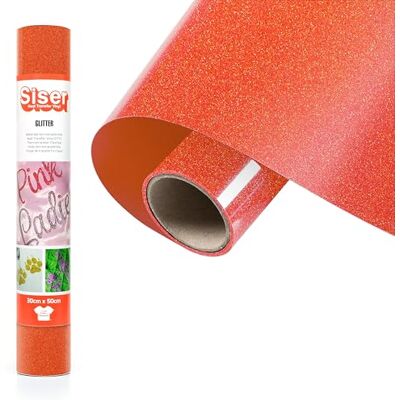 SISER ® Vinyle thermotransférable Glitter Ember Orange 50 x 30 cm SISER ® Vinyle thermotransférable Glitter Ember Orange 50 x 30 cm