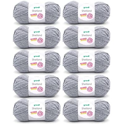 Gründl Shetland Laine (fil à tricoter tendance et doux en 80% polyacrylique et 20% laine, 100 g/m²/170 m, taille des aiguilles : 7-8, 10 x 100 g), gris, 55 x 40 x 10 cm Gründl Shetland Laine (fil à tricoter tendance et doux en 80% polyacrylique et 20% laine, 100 g/m²/170 m, taille des aiguilles : 7-8, 10 x 100 g), gris, 55 x 40 x 10 cm