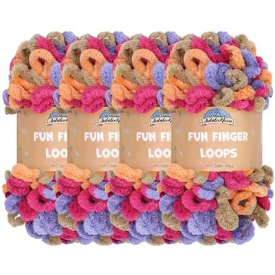 BambooMN JubileeYarn Lot de 4 écheveaux de fil à boucles en polyester 100 g/écheveau Hecate BambooMN JubileeYarn Lot de 4 écheveaux de fil à boucles en polyester 100 g/écheveau Hecate