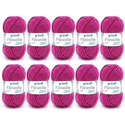 Gründl Lot de 10 pelotes de laine à feutrer unie Fuschia, 31 x 32 x 7,5 cm, fuchsia Gründl Lot de 10 pelotes de laine à feutrer unie Fuschia, 31 x 32 x 7,5 cm, fuchsia