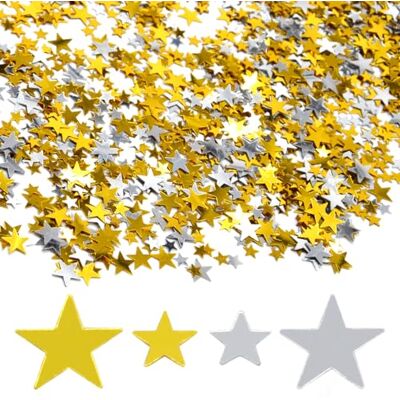 Hocansen Lot de 60 g de confettis à paillettes en feuille métallique de 6 mm + 10 mm pour décorations de fête de mariage (doré + argent/ZX) Hocansen Lot de 60 g de confettis à paillettes en feuille métallique de 6 mm + 10 mm pour décorations de fête de mariage (doré + argent/ZX)