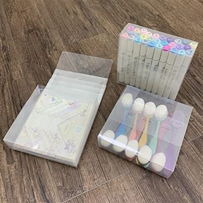 BAOFALI Lot de 23 étuis de rangement et sacs pour matrices de timbres, albums de pochoirs, travaux manuels, marqueurs, pinceaux – Sacs hermétiques en plastique transparent et boîtes rectangulaires BAOFALI Lot de 23 étuis de rangement et sacs pour matrices de timbres, albums de pochoirs, travaux manuels, marqueurs, pinceaux – Sacs hermétiques en plastique transparent et boîtes rectangulaires