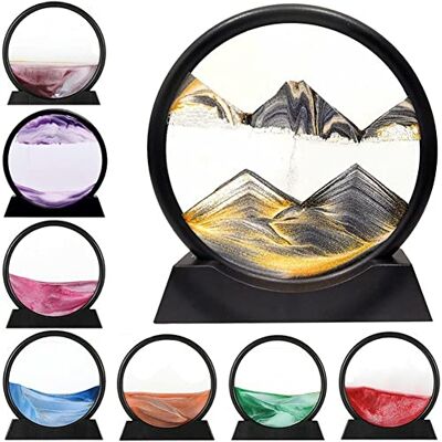 LINPING Peinture de sable fluide, en mouvement de sable art photo 3D rond verre mer profonde sable paysage en mouvement affichage Flödande sandmålning, (7 pouces, noir) LINPING Peinture de sable fluide, en mouvement de sable art photo 3D rond verre mer profonde sable paysage en mouvement affichage Flödande sandmålning, (7 pouces, noir)