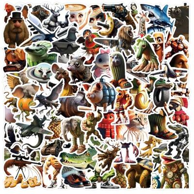 ETHEL Lot de 105 autocollants Tralala imperméables en vinyle pour ordinateur portable, sac d'école et décoration de fête Motif animaux 5-8 cm ETHEL Lot de 105 autocollants Tralala imperméables en vinyle pour ordinateur portable, sac d'école et décoration de fête Motif animaux 5-8 cm