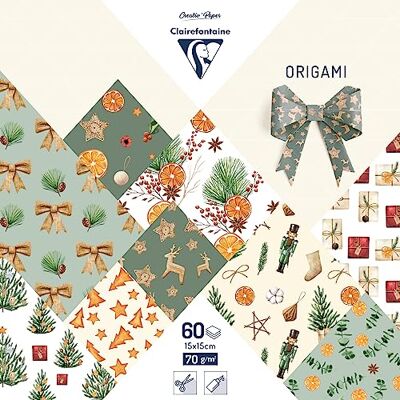Clairefontaine 95383C 60 Feuilles de Papier Origami 70gm² collection Noël Vitaminé, Format 15x15cm, 30 Motifs Colorés Assortis (2 Feuilles par Motif), Loisirs Créatifs Adultes et Enfants Clairefontaine 95383C 60 Feuilles de Papier Origami 70gm² collection Noël Vitaminé, Format 15x15cm, 30 Motifs Colorés Assortis (2 Feuilles par Motif), Loisirs Créatifs Adultes et Enfants