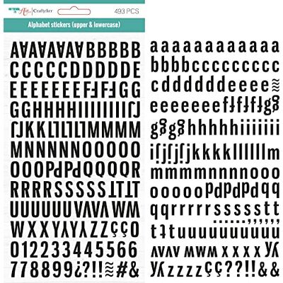 Craftelier Autocollants de l'alphabet avec lettres majuscules et minuscules, chiffres et caractères spéciaux pour décoration de projets de scrapbooking et travaux manuels Noir Craftelier Autocollants de l'alphabet avec lettres majuscules et minuscules, chiffres et caractères spéciaux pour décoration de projets de scrapbooking et travaux manuels Noir