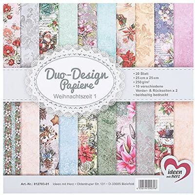 Ideen mit Herz Duo-Design Papiers Bloc de 20 feuilles de papier de bricolage 25 x 25 cm 250 g/m² Imprimé des deux côtés Papier design, Papier à motif Idéal pour le scrapbooking, l'artisanat (saison de Noël 01) Ideen mit Herz Duo-Design Papiers Bloc de 20 feuilles de papier de bricolage 25 x 25 cm 250 g/m² Imprimé des deux côtés Papier design, Papier à motif Idéal pour le scrapbooking, l'artisanat (saison de Noël 01)