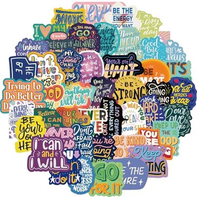 Kaderas Lot de 50 autocollants de motivation avec dictons Affirmations positives Motivation inspirante En vinyle imperméable Pour ordinateur portable, scrapbooking, journal, skateboard, valise Kaderas Lot de 50 autocollants de motivation avec dictons Affirmations positives Motivation inspirante En vinyle imperméable Pour ordinateur portable, scrapbooking, journal, skateboard, valise