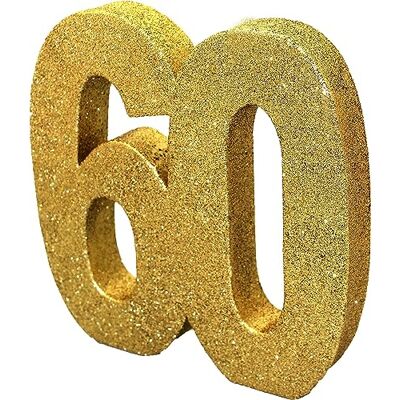 Anniversary House Décoration de table à paillettes en forme de chiffre 60 Doré 20 cm H105 Anniversary House Décoration de table à paillettes en forme de chiffre 60 Doré 20 cm H105