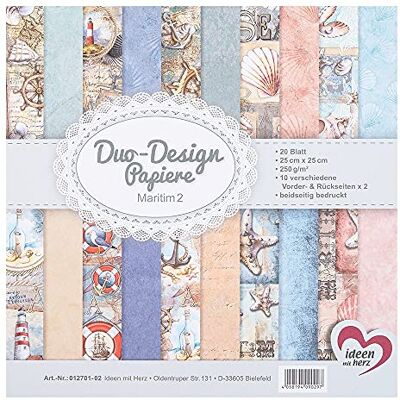 Ideen mit Herz Duo-Design Bloc de 20 feuilles de papier de bricolage 25 x 25 cm 250 g/m² Imprimé des deux côtés Papier design Papier à motif Idéal pour le scrapbooking, le bricolage Ideen mit Herz Duo-Design Bloc de 20 feuilles de papier de bricolage 25 x 25 cm 250 g/m² Imprimé des deux côtés Papier design Papier à motif Idéal pour le scrapbooking, le bricolage