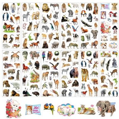 Litinliv Autocollants 3D animaux 12 feuilles pour adolescents pour explorer le monde réel des animaux Litinliv Autocollants 3D animaux 12 feuilles pour adolescents pour explorer le monde réel des animaux