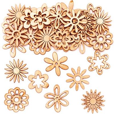 Baker Ross Mini Formes en Bois motif Fleurs Lot de 45, Fournitures de Loisirs Créatifs pour Enfants (AT474) Baker Ross Mini Formes en Bois motif Fleurs Lot de 45, Fournitures de Loisirs Créatifs pour Enfants (AT474)