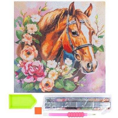Ideen mit Herz Diamond Painting Toile à motif sur châssis 30 cm x 30 cm Kit d'outils inclus (cheval avec fleurs) Ideen mit Herz Diamond Painting Toile à motif sur châssis 30 cm x 30 cm Kit d'outils inclus (cheval avec fleurs)