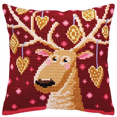 ART Coussin au point de croix en coton Multicolore 40 x 40 cm ART Coussin au point de croix en coton Multicolore 40 x 40 cm