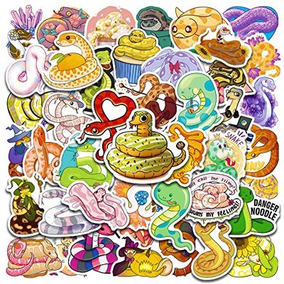 FOCRI Vsco Kawaii Lot de 50 autocollants en vinyle imperméable Motif serpent irisé mignon pour enfants garçons adolescents FOCRI Vsco Kawaii Lot de 50 autocollants en vinyle imperméable Motif serpent irisé mignon pour enfants garçons adolescents