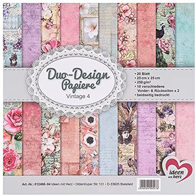Ideen mit Herz Duo Design Papiers Bloc de 20 feuilles de papier d'artisanat 25 x 25 cm 250 g/m² Imprimé des deux côtés Papier design, Papier à motif Idéal pour le scrapbooking, l'artisanat (Vintage 4) Ideen mit Herz Duo Design Papiers Bloc de 20 feuilles de papier d'artisanat 25 x 25 cm 250 g/m² Imprimé des deux côtés Papier design, Papier à motif Idéal pour le scrapbooking, l'artisanat (Vintage 4)