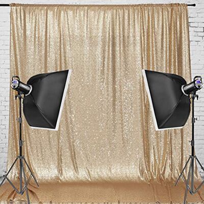Juya Delight Rideau de toile de fond à paillettes pour fête, banquet, festival, anniversaire de mariage, exposition, doré clair, 6ft x 8ft Juya Delight Rideau de toile de fond à paillettes pour fête, banquet, festival, anniversaire de mariage, exposition, doré clair, 6ft x 8ft