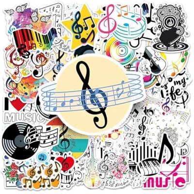 EHDWXVZM Lot de 100 autocollants musicaux personnalisés, symboles graffitis créatifs, imperméables, décoratifs pour ordinateur EHDWXVZM Lot de 100 autocollants musicaux personnalisés, symboles graffitis créatifs, imperméables, décoratifs pour ordinateur