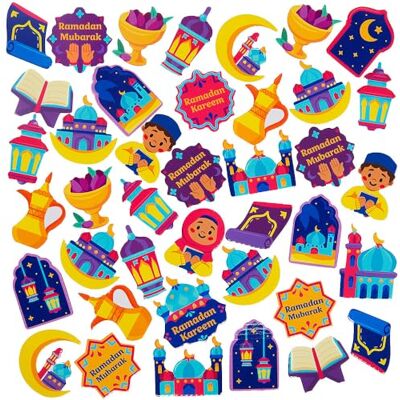 Baker Ross WA167 Autocollants en mousse Ramadan Lot de 120, autocollants en mousse colorés pour les bricolages du Ramadan Baker Ross WA167 Autocollants en mousse Ramadan Lot de 120, autocollants en mousse colorés pour les bricolages du Ramadan