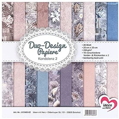 Ideen mit Herz Duo-Design Bloc de 20 feuilles de papier artisanal 25 x 25 cm 250 g/m² Imprimés des deux côtés Papier design Idéal pour le scrapbooking, l'artisanat (Condolence 02) Ideen mit Herz Duo-Design Bloc de 20 feuilles de papier artisanal 25 x 25 cm 250 g/m² Imprimés des deux côtés Papier design Idéal pour le scrapbooking, l'artisanat (Condolence 02)