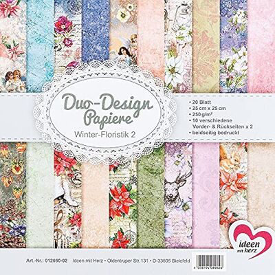 Ideen mit Herz Duo-Design Papiers Bloc de 20 feuilles de papier artisanal 25 x 25 cm 250 g/m² Imprimés des deux côtés Papier design, Papier à motif Idéal pour le scrapbooking, l'artisanat (hiver fleuristik 2) Ideen mit Herz Duo-Design Papiers Bloc de 20 feuilles de papier artisanal 25 x 25 cm 250 g/m² Imprimés des deux côtés Papier design, Papier à motif Idéal pour le scrapbooking, l'artisanat (hiver fleuristik 2)