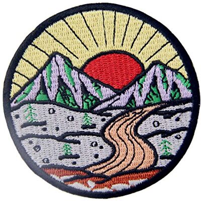 ZEGIN Patch brodé en Forme de Lever du Soleil Depuis la Montagne, Explorer en Plein air, à Coudre ou à Coller avec Fer à Repasser ZEGIN Patch brodé en Forme de Lever du Soleil Depuis la Montagne, Explorer en Plein air, à Coudre ou à Coller avec Fer à Repasser