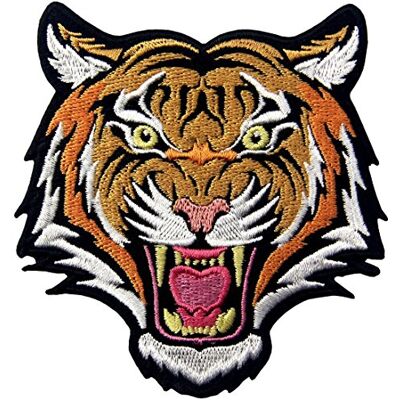 ZEGIN Écusson brodé Tigre du Bengale rugissant brodé thermocollant ou à coudre ZEGIN Écusson brodé Tigre du Bengale rugissant brodé thermocollant ou à coudre