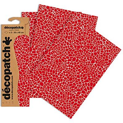 décopatch C546O Une pochette de 3 feuilles de papier imprimé 30x40 cm, Mosaïque rouge décopatch C546O Une pochette de 3 feuilles de papier imprimé 30x40 cm, Mosaïque rouge