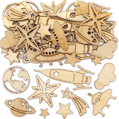 Baker Ross AX318 Mini Formes Système Solaire En Bois Paquet De 45, Fournitures De Fabrication De Cartes De Noël, Idéales Pour Les Projets D'Arts Et D'Artisanat Pour Enfants Baker Ross AX318 Mini Formes Système Solaire En Bois Paquet De 45, Fournitures De Fabrication De Cartes De Noël, Idéales Pour Les Projets D'Arts Et D'Artisanat Pour Enfants