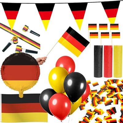 Playflip Deutschland Kit de décoration de fête 333 pièces Noir/rouge/doré Football Coupe du monde de football Playflip Deutschland Kit de décoration de fête 333 pièces Noir/rouge/doré Football Coupe du monde de football