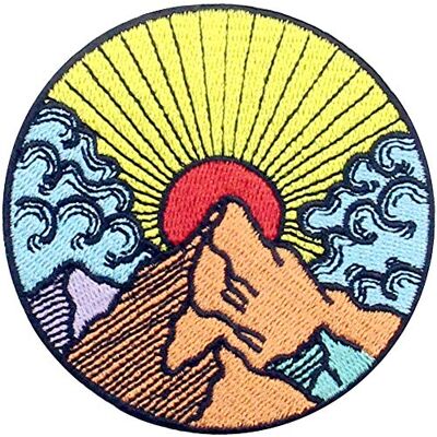 ZEGIN Patch brodé en Forme de Lever du Soleil de la Montagne, Explorez l'extérieur, à Coudre ou à Coller avec Fer à Repasser ZEGIN Patch brodé en Forme de Lever du Soleil de la Montagne, Explorez l'extérieur, à Coudre ou à Coller avec Fer à Repasser