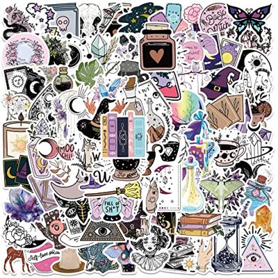 FOCRI Lot de 100 autocollants bohème, cool Witchy Potion, en vinyle imperméable, esthétique, apothecary, bohème, pour ordinateur portable, skateboard, téléphone, décoration de fête, cadeau pour enfants FOCRI Lot de 100 autocollants bohème, cool Witchy Potion, en vinyle imperméable, esthétique, apothecary, bohème, pour ordinateur portable, skateboard, téléphone, décoration de fête, cadeau pour enfants