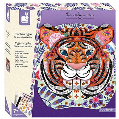 Janod From 7 years old Tiger Trophy Strass and Sequins Creative Kit Decoration Workshops Creative Leisure Dexterity and Concentration J07915, multicolor, Taille unique Janod From 7 years old Tiger Trophy Strass and Sequins Creative Kit Decoration Workshops Creative Leisure Dexterity and Concentration J07915, multicolor, Taille unique