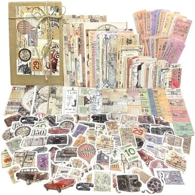 BoomTeck 240PCS Autocollants Scrapbooking Vintage Papier Décoratif Fournitures Voyage Rétro Washi Sticker Bullet Journal Artisanat DIY Album Photo BoomTeck 240PCS Autocollants Scrapbooking Vintage Papier Décoratif Fournitures Voyage Rétro Washi Sticker Bullet Journal Artisanat DIY Album Photo